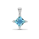 18ct White Gold Diamond And Blue Topaz Pendant - HEERA DIAMONDS