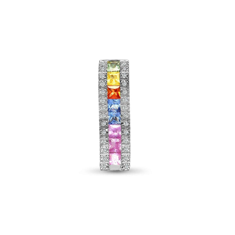 18ct White Gold Diamond And Multi Coloured Sapphire Pendant - HEERA DIAMONDS