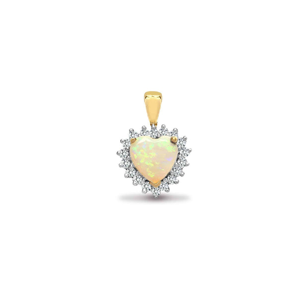 18ct White Gold Diamond And Opal Pendant - HEERA DIAMONDS