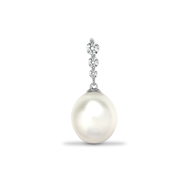 18ct White Gold Diamond And Pearl Pendant - HEERA DIAMONDS