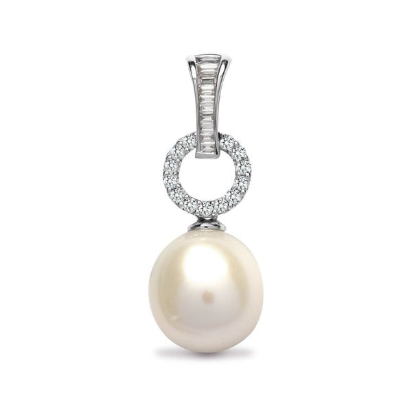 18ct White Gold Diamond And Pearl Pendant - HEERA DIAMONDS