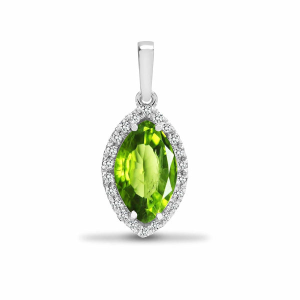 18ct White Gold Diamond And Peridot Pendant - HEERA DIAMONDS