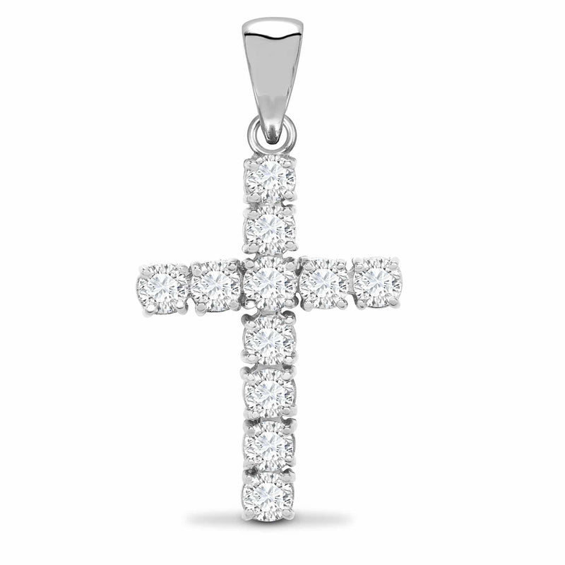 18ct White Gold Diamond Cross - HEERA DIAMONDS