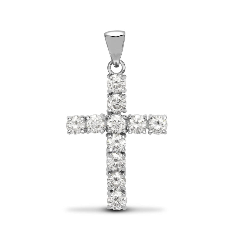 18ct White Gold Diamond Cross - HEERA DIAMONDS