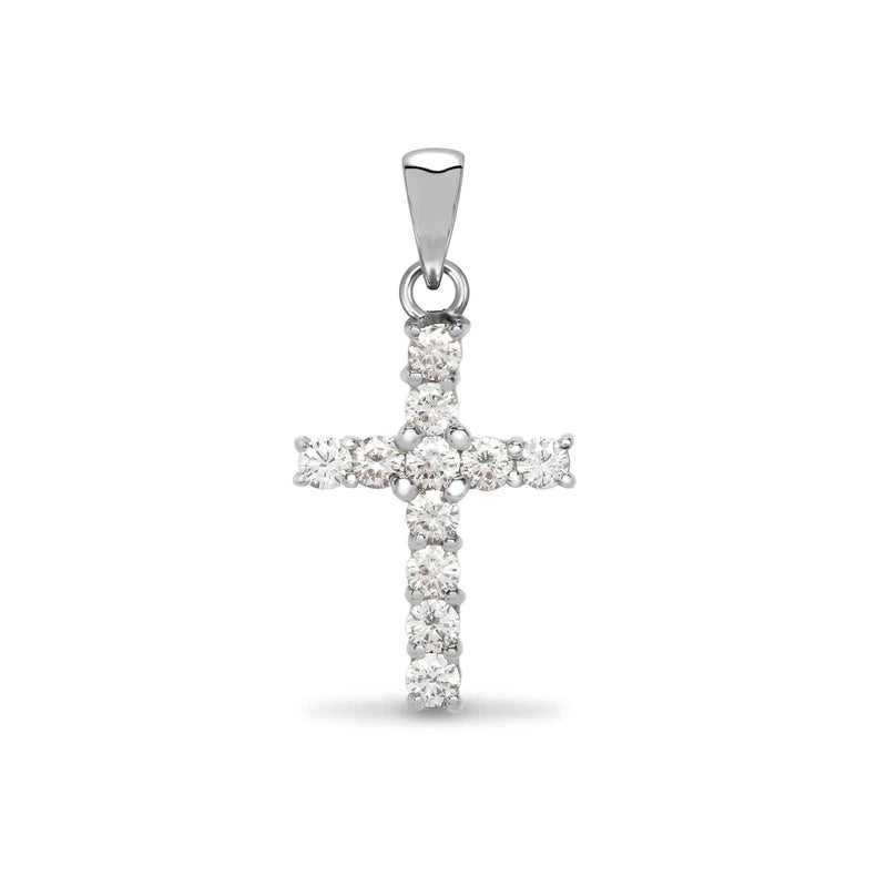 18ct White Gold Diamond Cross - HEERA DIAMONDS