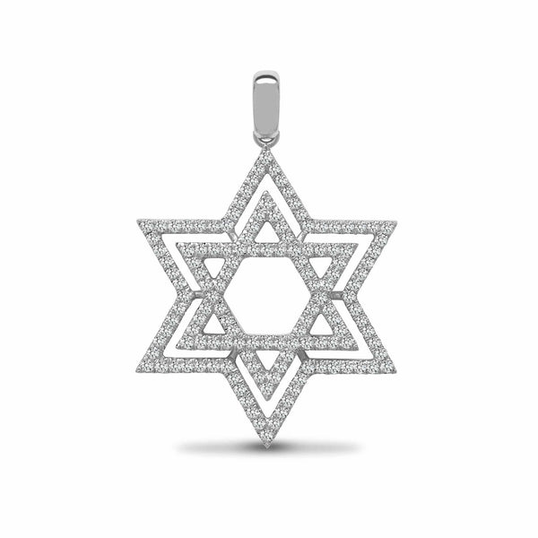 18ct White Gold Diamond Star of David Pendant - 0.60ct - HEERA DIAMONDS