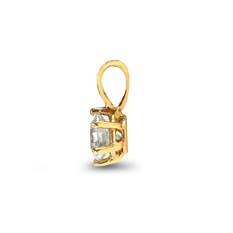 18ct Yellow Gold 75pt 6 Claw Diamond Solitaire Pendant - HEERA DIAMONDS