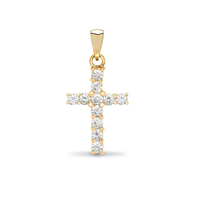 18ct Yellow Gold Diamond Cross - HEERA DIAMONDS