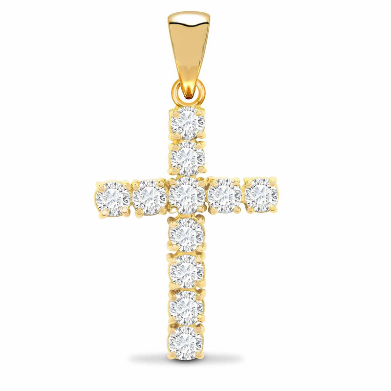 18ct Yellow Gold Diamond Cross - HEERA DIAMONDS