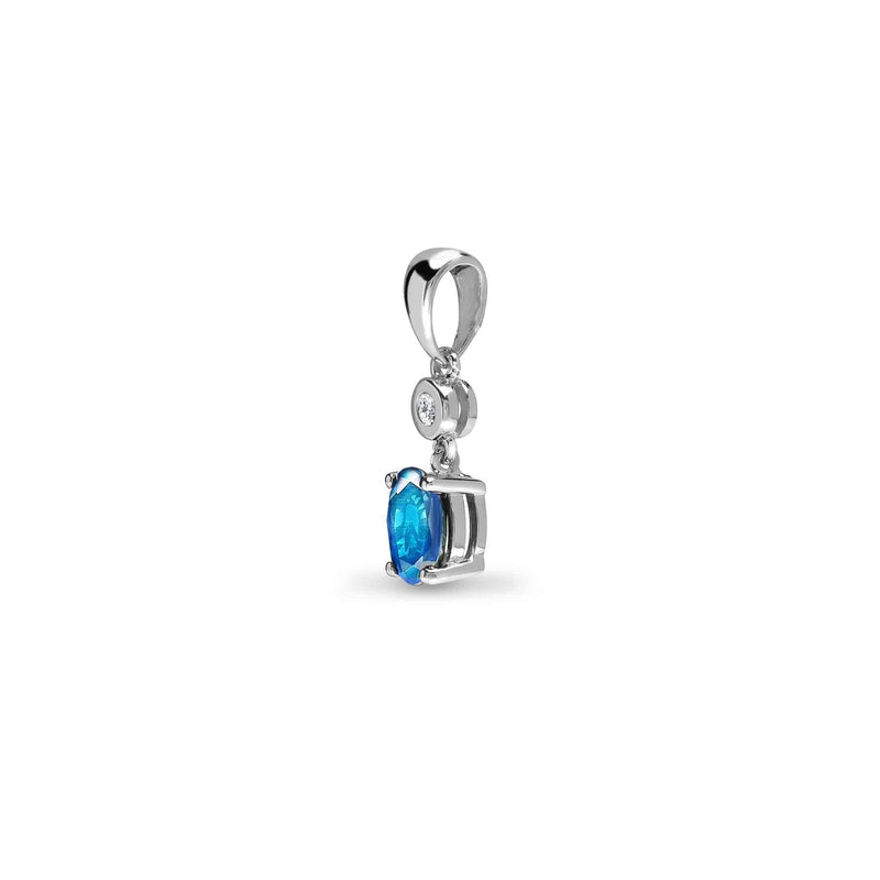 9ct White Diamonds - 4pts Aquamarine -40pts Drop Pendant - HEERA DIAMONDS