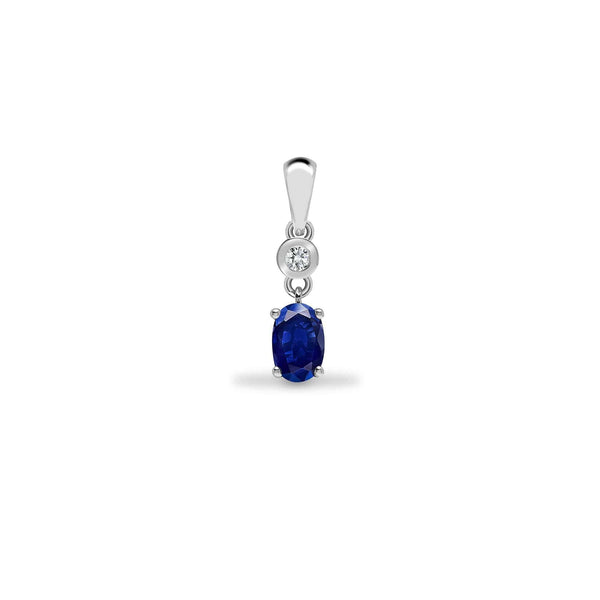 9ct White Diamonds - 4pts Sapphire - 65pts Drop Pendant - HEERA DIAMONDS