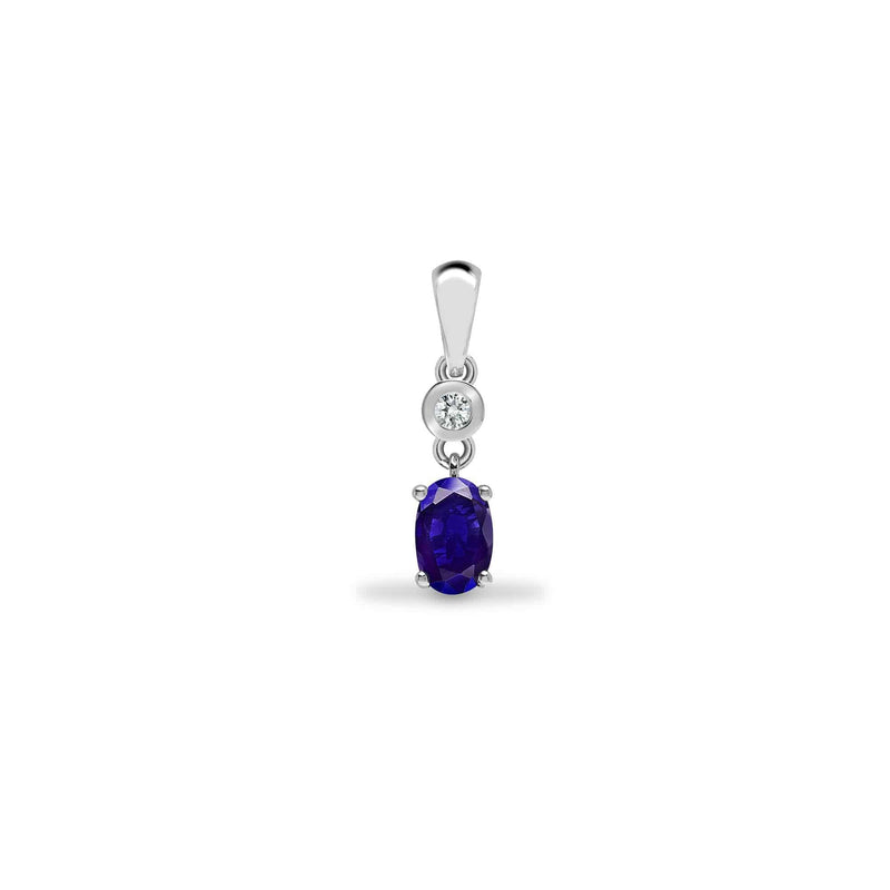 9ct White Diamonds - 4pts Tanzanite -37pts Drop Pendant - HEERA DIAMONDS