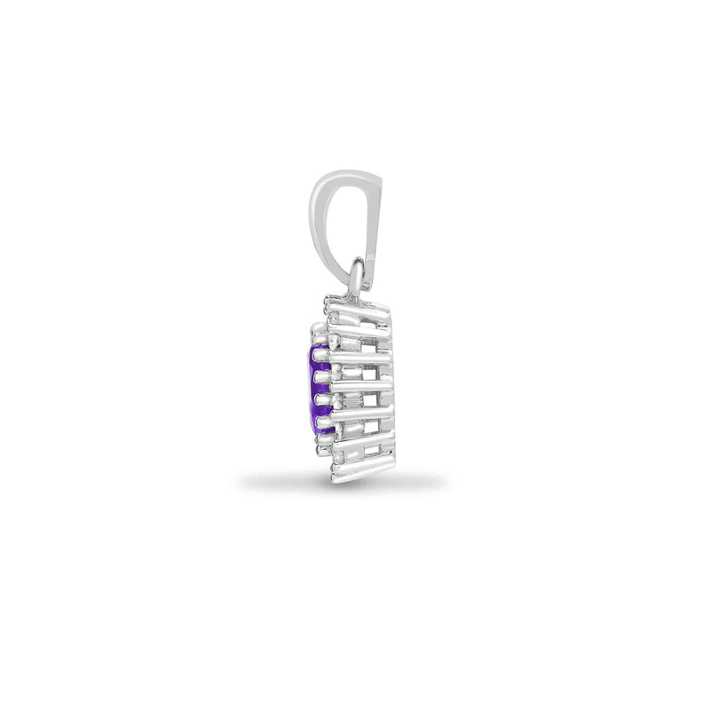 9ct White Gold Diamond And Amethyst Pendant - HEERA DIAMONDS