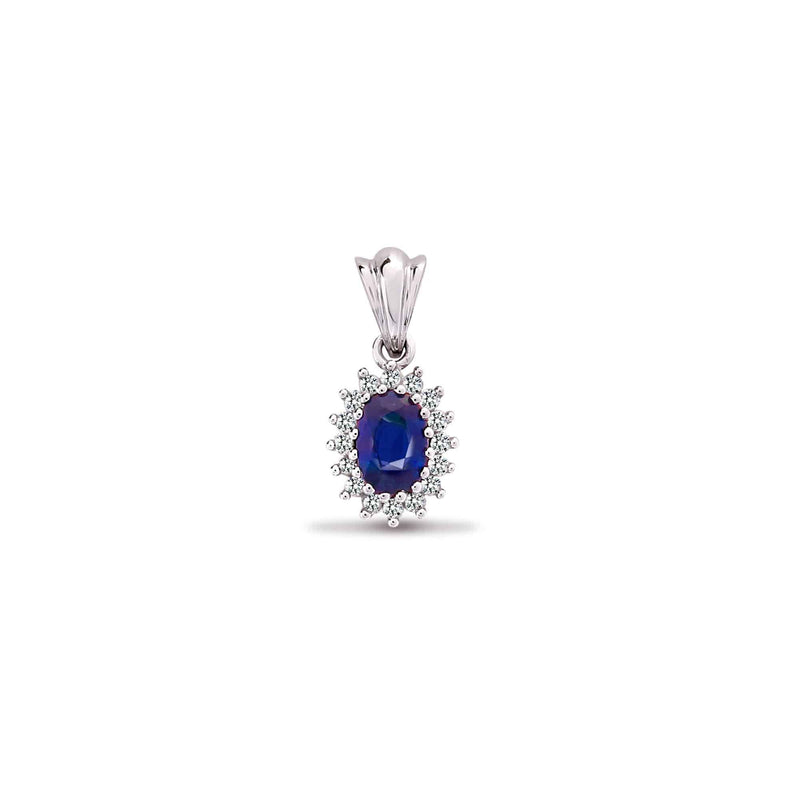 9ct White Gold Diamond And Sapphire Pendant - HEERA DIAMONDS