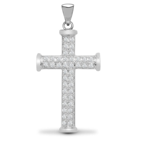 9ct White Gold Diamond Cross - HEERA DIAMONDS