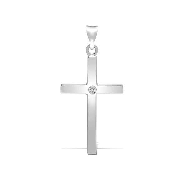 9ct White Gold Diamond Cross - HEERA DIAMONDS