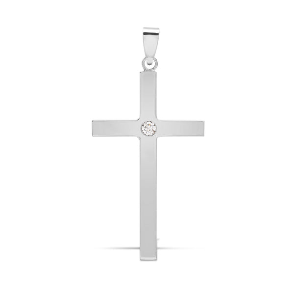 9ct White Gold Diamond Cross - HEERA DIAMONDS