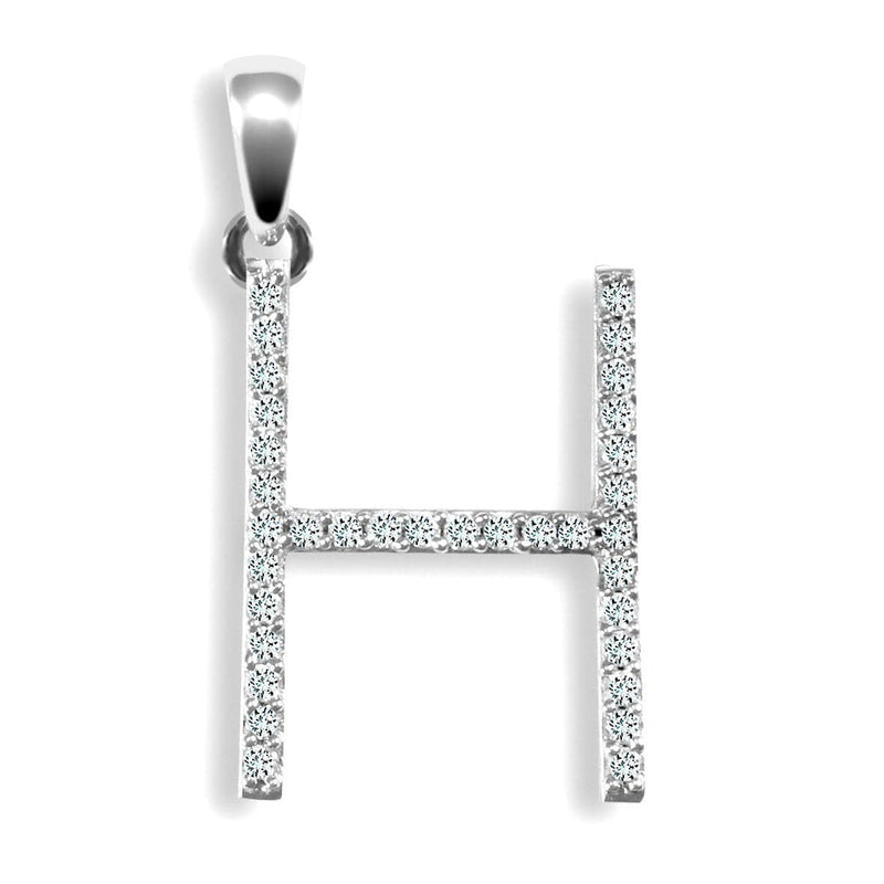 9ct White Gold Diamond Set Initial Pendant - H - HEERA DIAMONDS