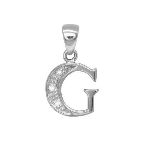 9ct White Gold Diamond Set Initial Pendant -Initial G - HEERA DIAMONDS