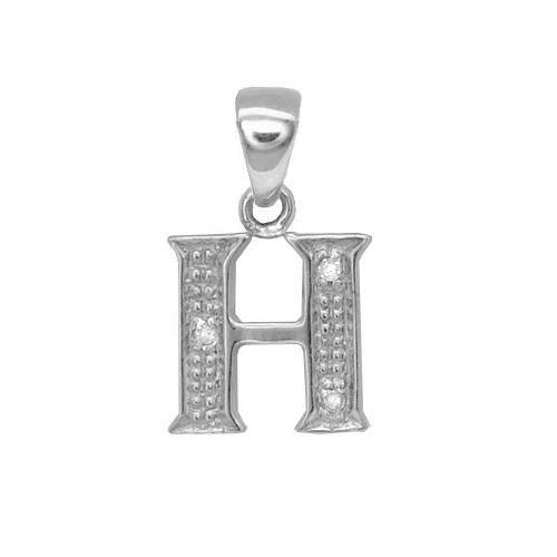 9ct White Gold Diamond Set Initial Pendant -Initial H - HEERA DIAMONDS