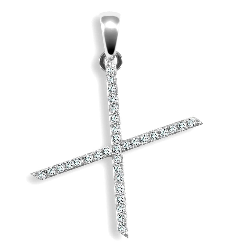9ct White Gold Diamond Set Initial Pendant - X - HEERA DIAMONDS