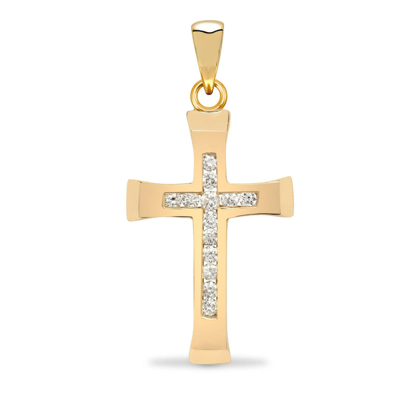 9ct Yellow Gold Diamond Cross - HEERA DIAMONDS