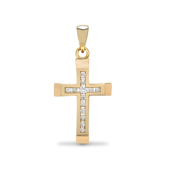 9ct Yellow Gold Diamond Cross - HEERA DIAMONDS