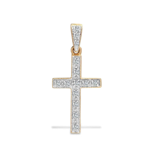 9ct Yellow Gold Diamond Cross - HEERA DIAMONDS