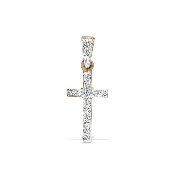 9ct Yellow Gold Diamond Cross - HEERA DIAMONDS