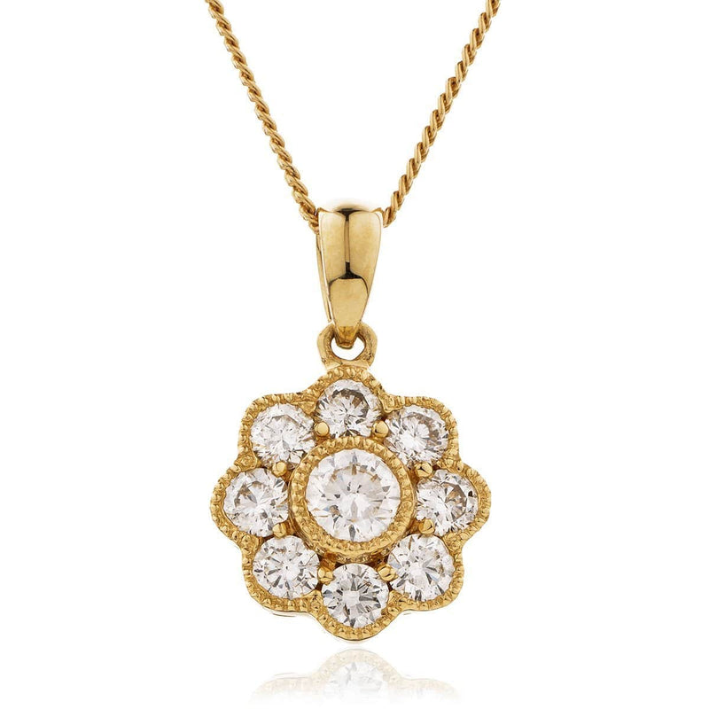 Diamond Flower Cluster Pendant with Halo - HEERA DIAMONDS