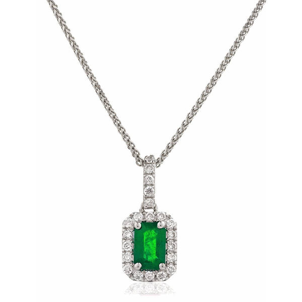 Emerald Diamond Halo Pendant - HEERA DIAMONDS