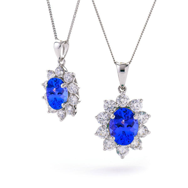 Oval Tanzanite Pendant with Diamond Halo - HEERA DIAMONDS