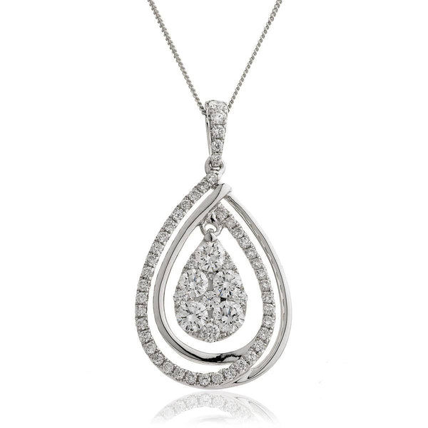 Pear Cluster with Double Diamond Halo Pendant - HEERA DIAMONDS