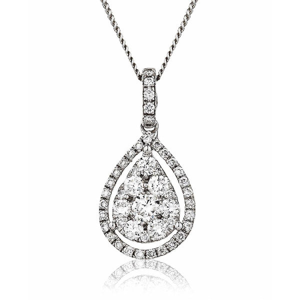 Pear Shape Diamond Cluster Pendant with a Diamond Loop - HEERA DIAMONDS