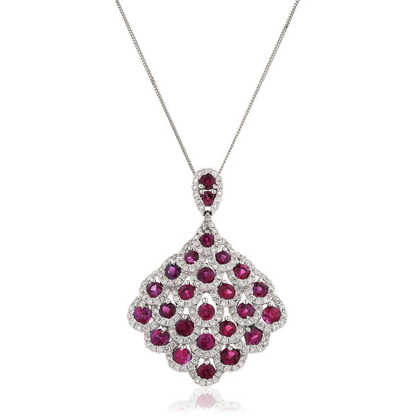 Ruby and Diamond Drop Pendant - HEERA DIAMONDS