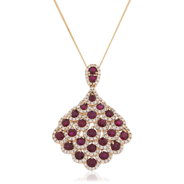 Ruby and Diamond Drop Pendant - HEERA DIAMONDS