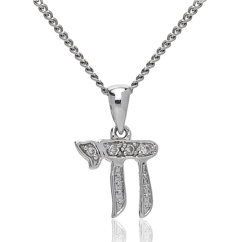 WHITE GOLD DIAMOND CHAI PENDANT - HEERA DIAMONDS