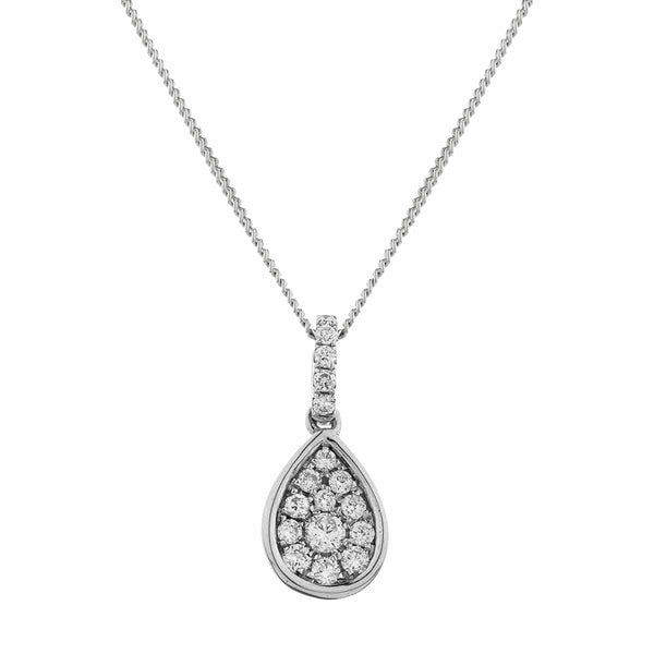 WHITE GOLD DIAMOND CLUSTER PENDANT - HEERA DIAMONDS