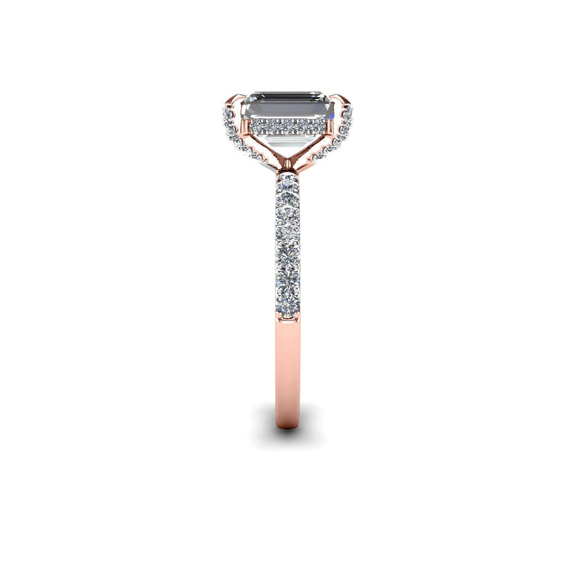 KARIMA - Emerald cut Engagement Ring with Diamond Shoulders in Rose Gold - HEERA DIAMONDS