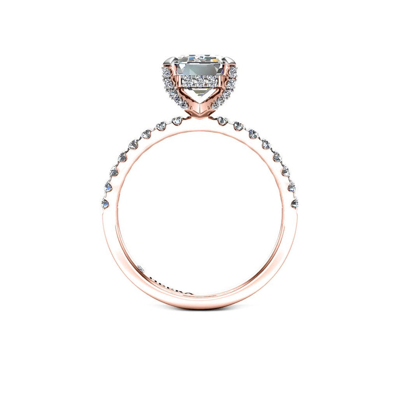 KARIMA - Emerald cut Engagement Ring with Diamond Shoulders in Rose Gold - HEERA DIAMONDS