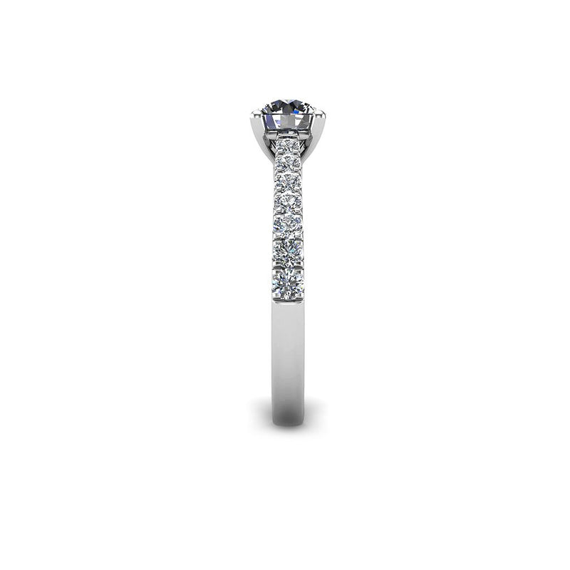 CRYSTEL - Round Brilliant Engagement Ring with Diamond Shoulders in Platinum - HEERA DIAMONDS