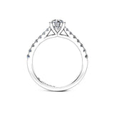 CRYSTEL - Round Brilliant Engagement Ring with Diamond Shoulders in Platinum - HEERA DIAMONDS