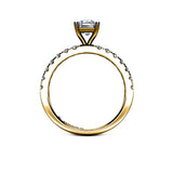 CASSANDRA - Emerald Cut Engagement Ring with Diamond Shoulders in Yellow Gold - HEERA DIAMONDS