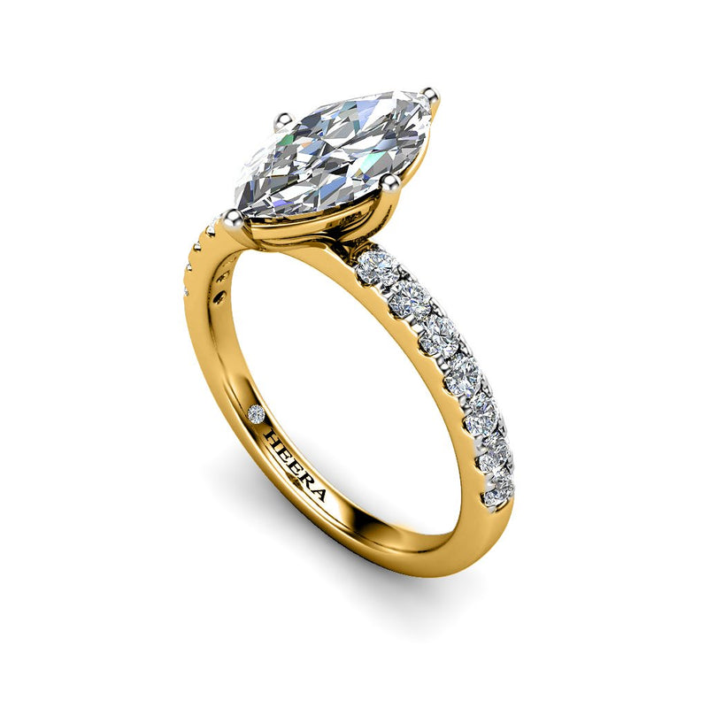 SHANTELLE - Marquise Cut Engagement Ring with Diamond Shoulders in Yellow Gold - HEERA DIAMONDS