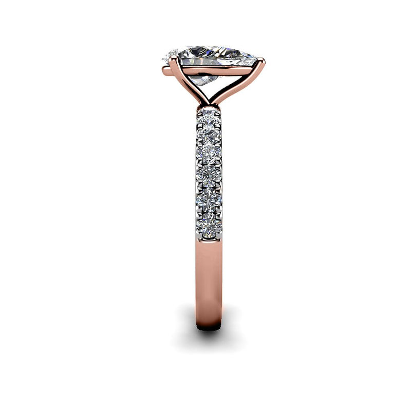 ROSA - Pear Cut Engagement Ring with Diamond Shoulders in Rose Gold - HEERA DIAMONDS