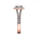 MAYA - Cushion Cut Engagement Ring with Diamond Split Double Shoulders and Halo in Rose Gold - HEERA DIAMONDS