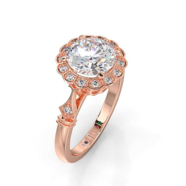 KELLY - Cushion Diamond Engagement Ring with Diamond Shoulders and Halo in Rose Gold - HEERA DIAMONDS