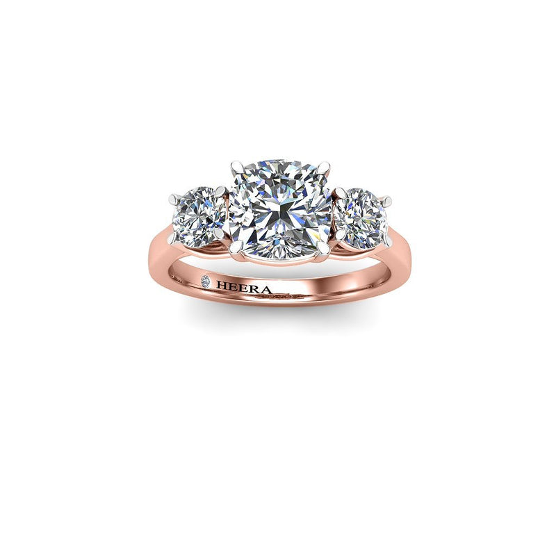 DALIA - Cushion Trilogy Engagement Ring in Rose Gold - HEERA DIAMONDS