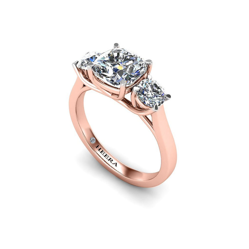 DALIA - Cushion Trilogy Engagement Ring in Rose Gold - HEERA DIAMONDS