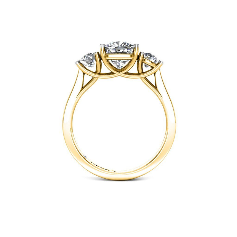DALIA - Cushion Trilogy Engagement Ring in Yellow Gold - HEERA DIAMONDS